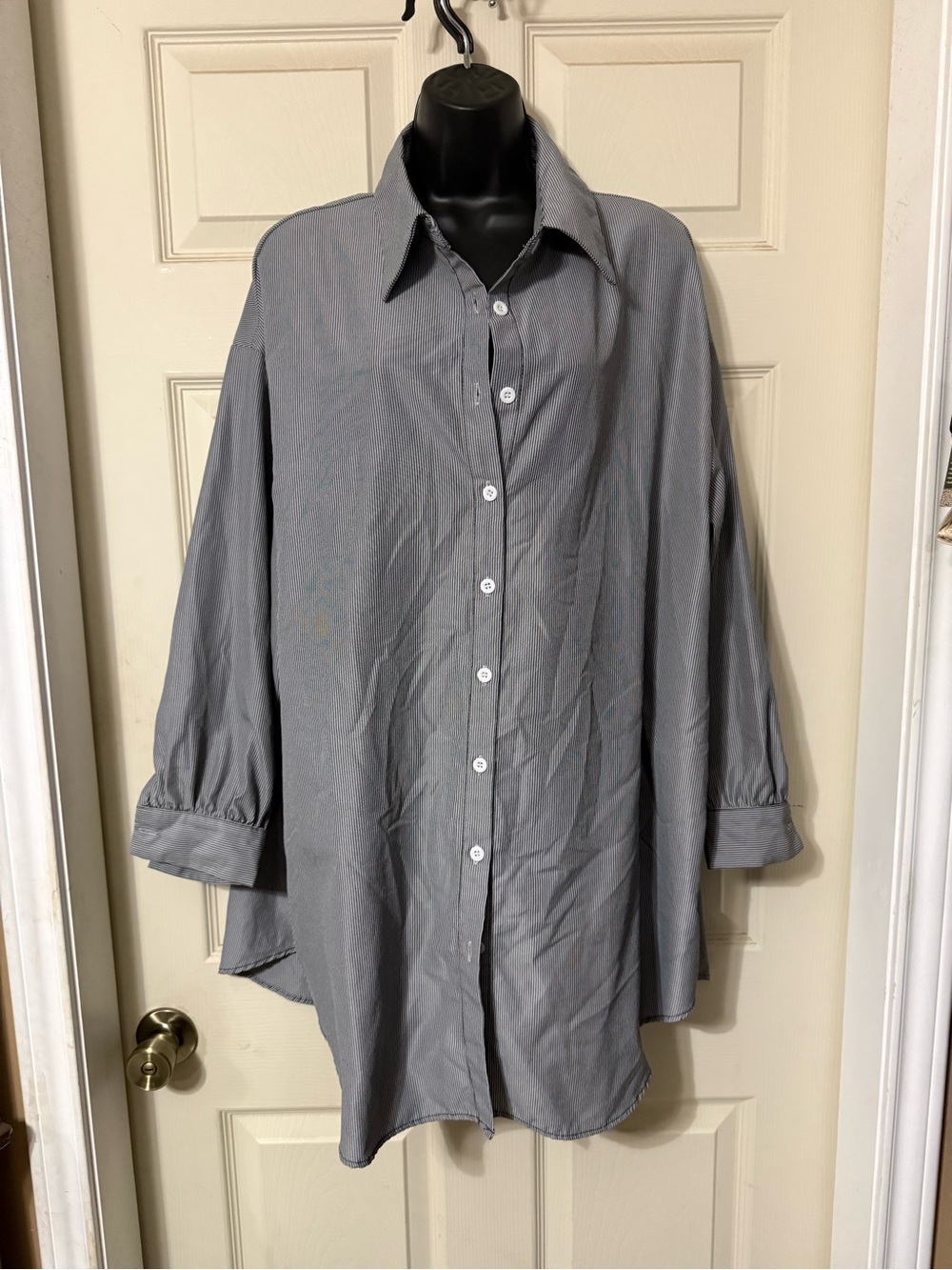 SHEIN Gray Oversized Button-Down Shirt